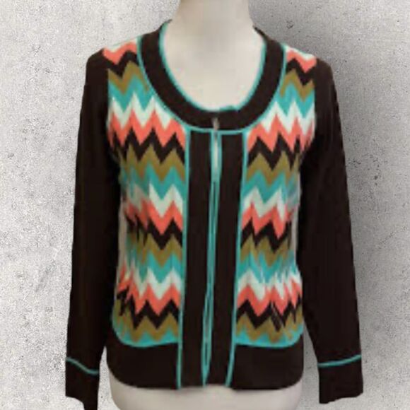 Milly of New York zig zag cardigan sweater size Small - Picture 1 of 7